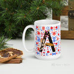 Load image into Gallery viewer, Letter A Floral Alphabet 15Oz Large Mug Mugs
