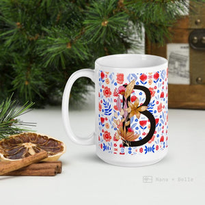 Letter B Floral Alphabet 15Oz Large Mug Mugs