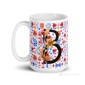 Letter B Floral Alphabet 15Oz Large Mug