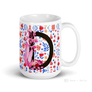 Letter D Floral Alphabet 15Oz Large Mug