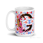 Load image into Gallery viewer, Letter G Floral Alphabet 15Oz Large Mug
