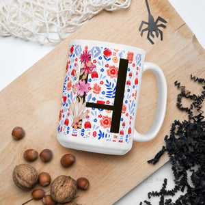 Letter H Floral Alphabet 15Oz Large Mug Mugs