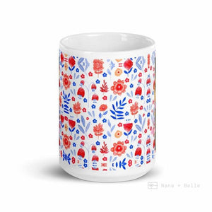 Letter I Floral Alphabet 15Oz Large Mug