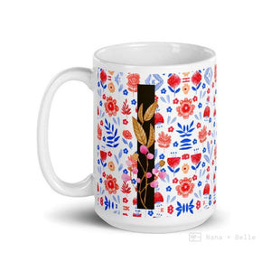 Letter I Floral Alphabet 15Oz Large Mug