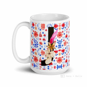 Letter J Floral Alphabet 15Oz Large Mug Mugs