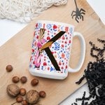 Load image into Gallery viewer, Letter K Floral Alphabet 15Oz Large Mug Mugs
