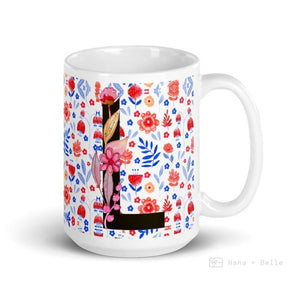 Letter L Floral Alphabet 15Oz Large Mug Mugs