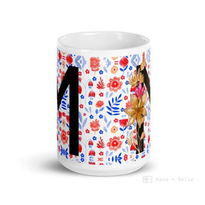 Letter M Floral Alphabet 15Oz Large Mug Mugs