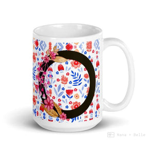 Letter O Floral Alphabet 15Oz Large Mug Mugs