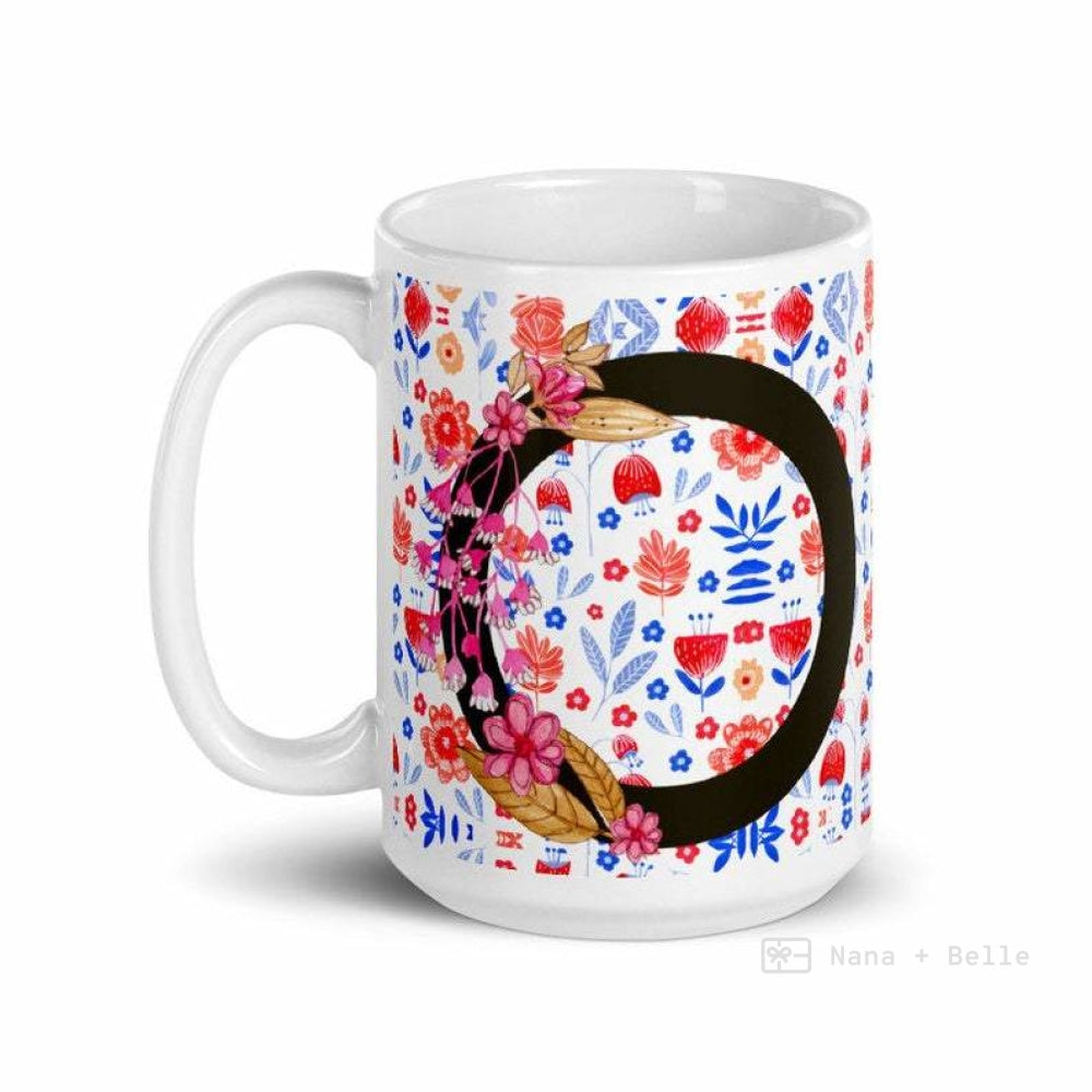 Letter O Floral Alphabet 15Oz Large Mug Mugs