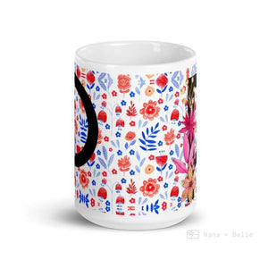 Letter P Floral Alphabet 15Oz Large Mug Mugs