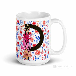 Letter P Floral Alphabet 15Oz Large Mug Mugs