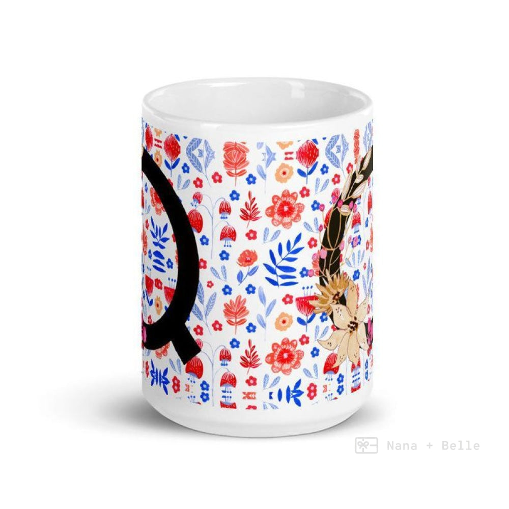 Letter Q Floral Alphabet 15Oz Large Mug Mugs