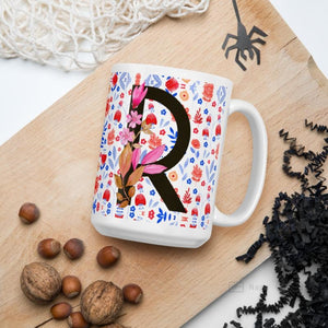 Letter R Floral Alphabet 15Oz Large Mug Mugs