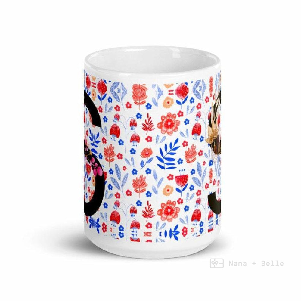 Letter S Floral Alphabet 15Oz Large Mug