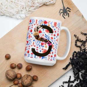 Letter S Floral Alphabet 15Oz Large Mug Mugs