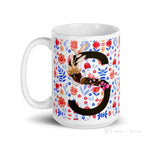 Load image into Gallery viewer, Letter S Floral Alphabet 15Oz Large Mug
