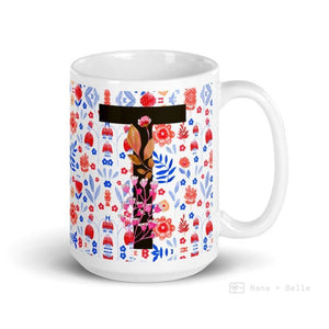 Letter T Floral Alphabet 15Oz Large Mug