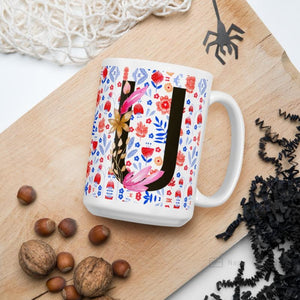 Letter U Floral Alphabet 15Oz Large Mug Mugs