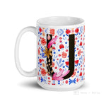 Load image into Gallery viewer, Letter U Floral Alphabet 15Oz Large Mug
