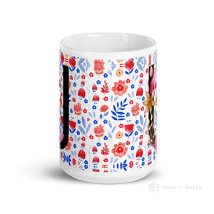 Letter U Floral Alphabet 15Oz Large Mug