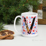 Load image into Gallery viewer, Letter V Floral Alphabet 15Oz Large Mug Mugs
