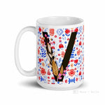 Load image into Gallery viewer, Letter V Floral Alphabet 15Oz Large Mug
