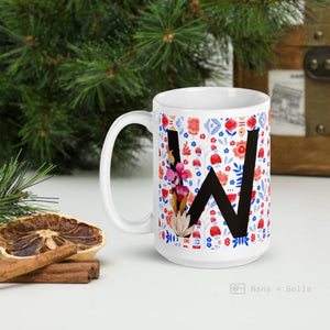 Letter W Floral Alphabet 15Oz Large Mug Mugs