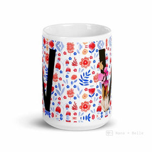 Letter W Floral Alphabet 15Oz Large Mug