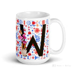 Load image into Gallery viewer, Letter W Floral Alphabet 15Oz Large Mug
