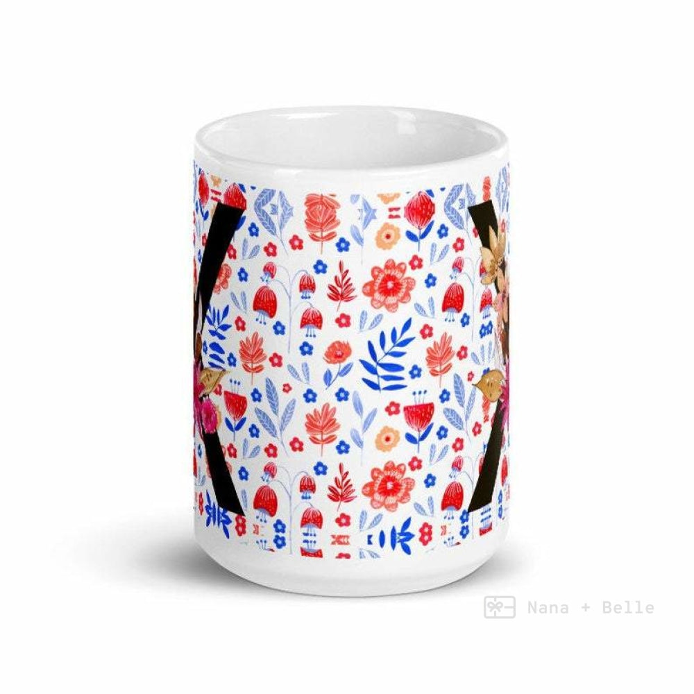 Letter X Floral Alphabet 15Oz Large Mug