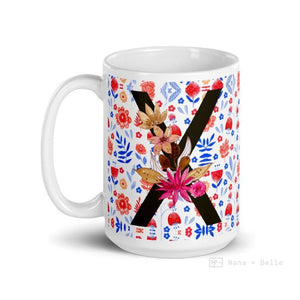 Letter X Floral Alphabet 15Oz Large Mug