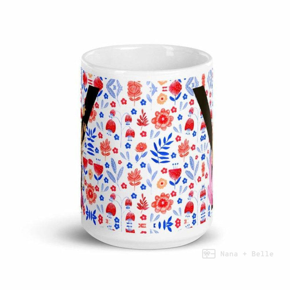 Letter Y Floral Alphabet 15Oz Large Mug