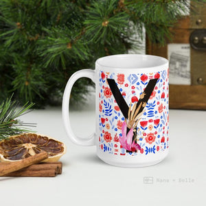 Letter Y Floral Alphabet 15Oz Large Mug Mugs