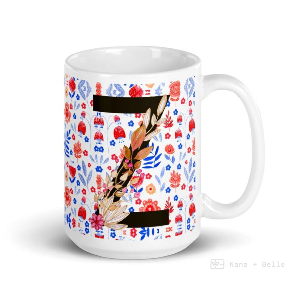 Letter Z Floral Alphabet 15Oz Large Mug