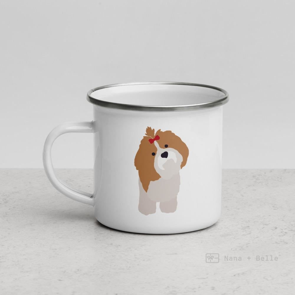 Light Brown Shih Tzu Dog Enamel Mug Mugs