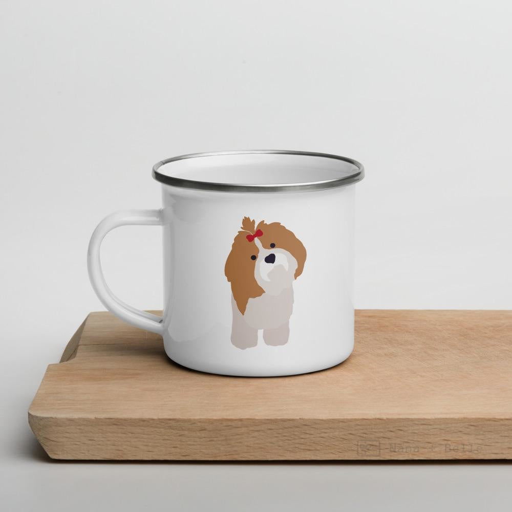 Light Brown Shih Tzu Dog Enamel Mug Mugs