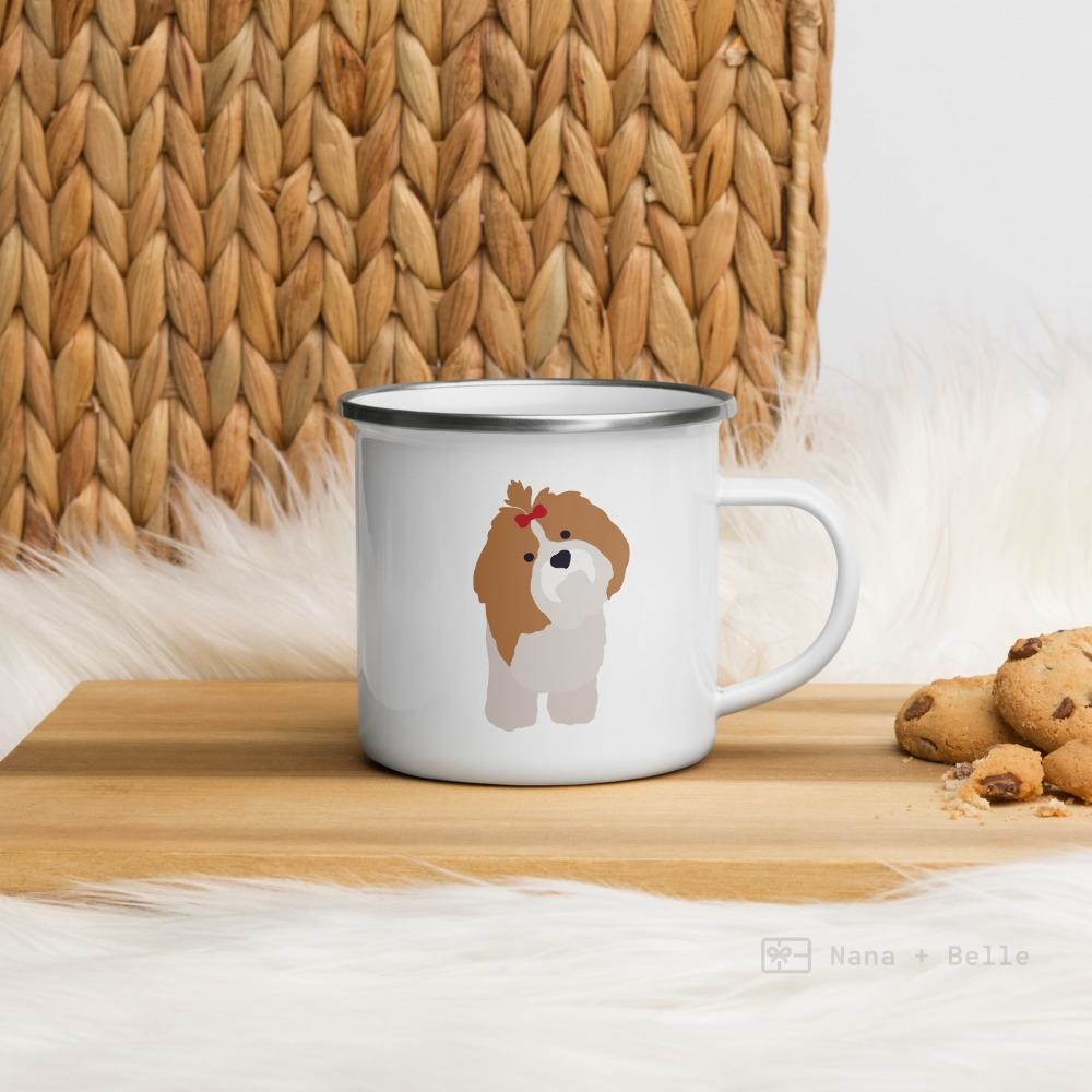 Light Brown Shih Tzu Dog Enamel Mug Mugs