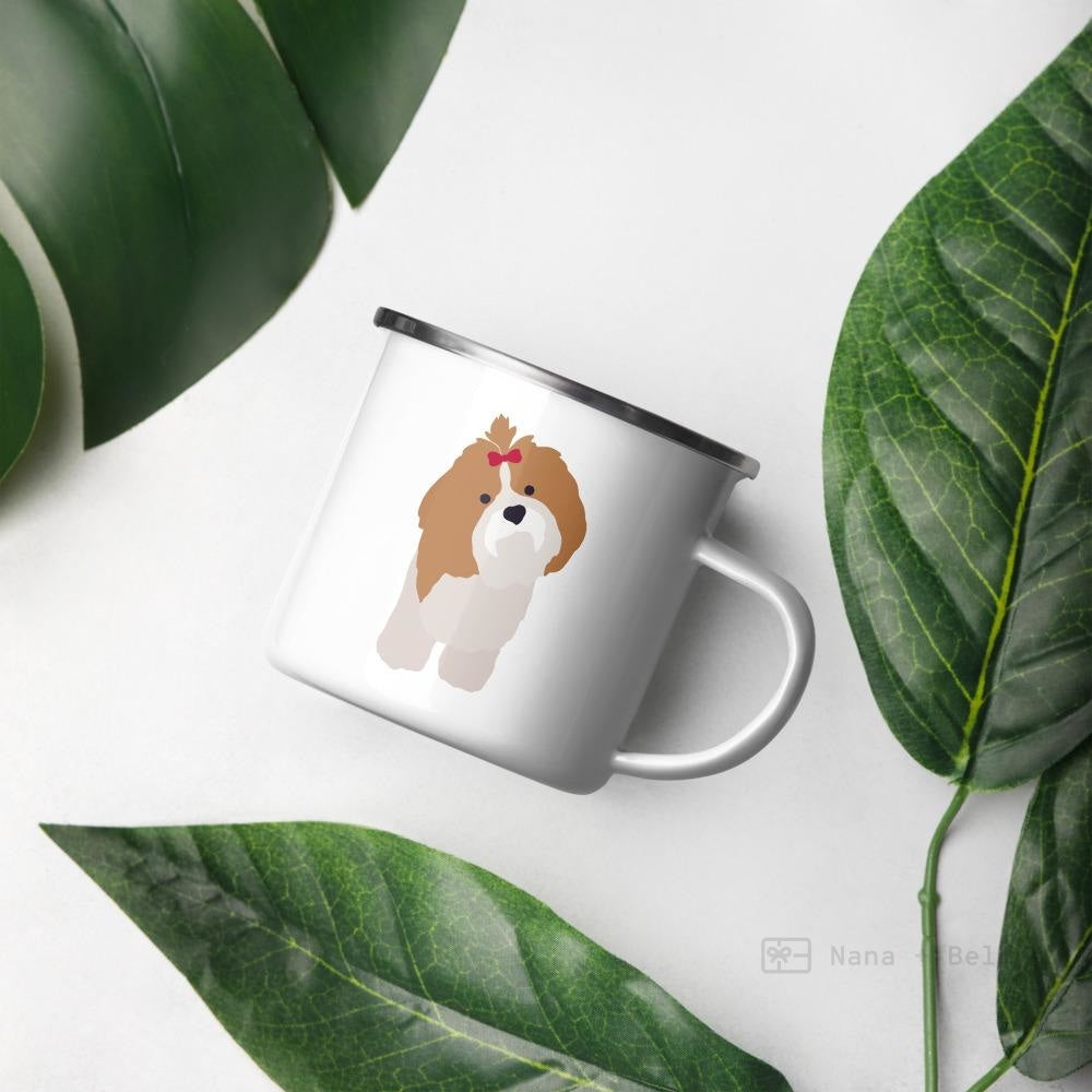 Light Brown Shih Tzu Dog Enamel Mug Mugs