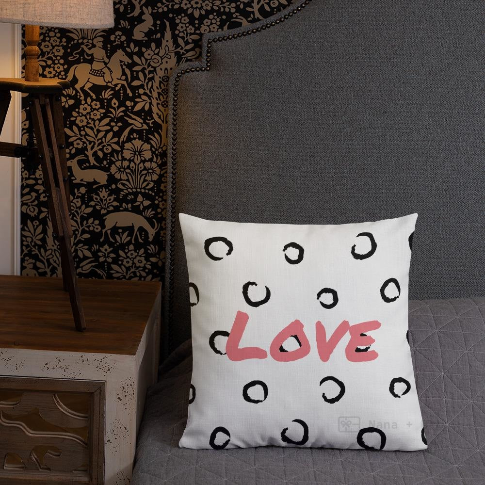 Black Love Swirling Pattern Square Cushion Cushions