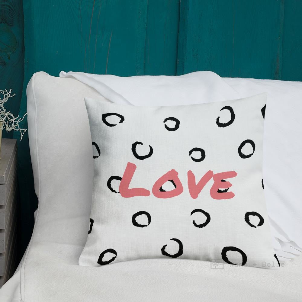 Black Love Swirling Pattern Square Cushion Cushions