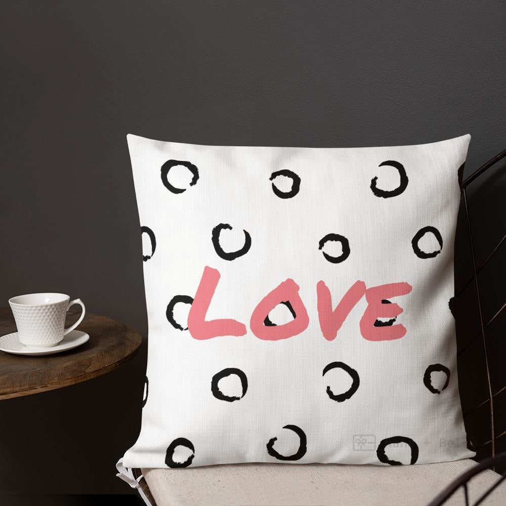 Black Love Swirling Pattern Square Cushion Cushions