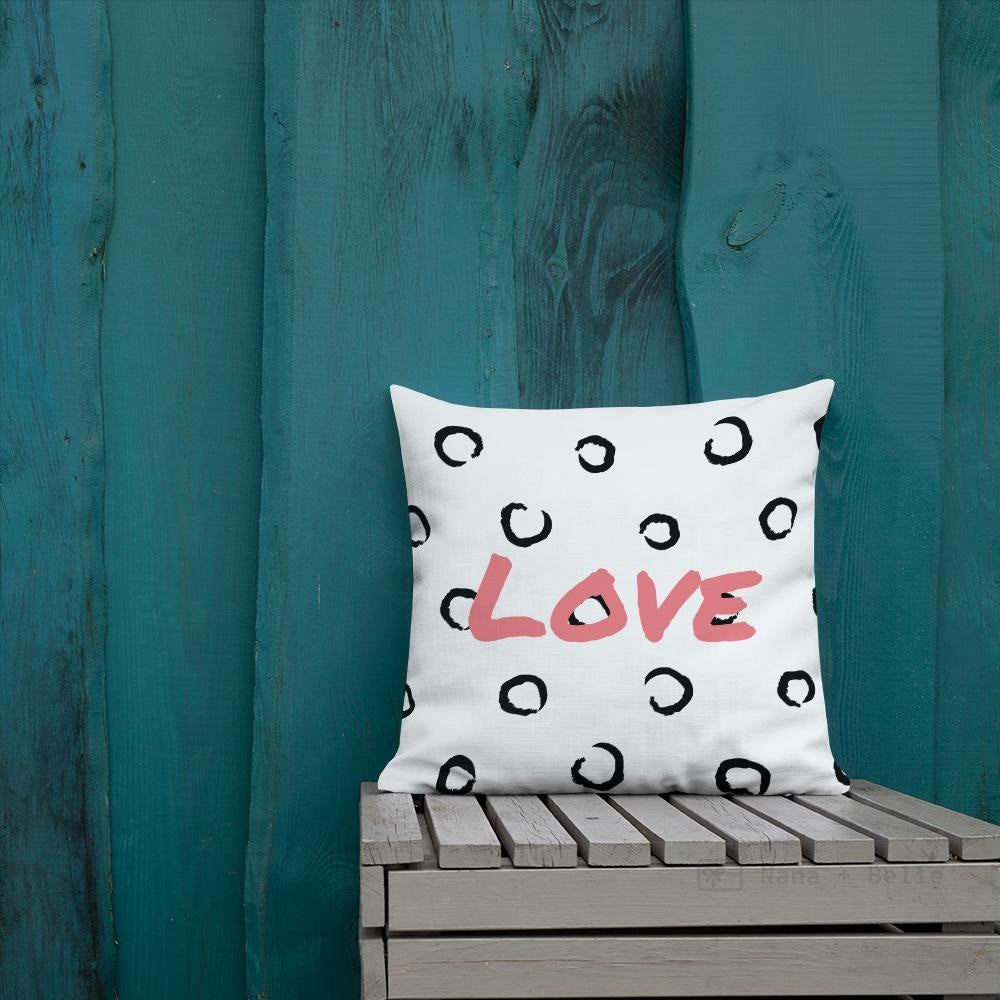 Black Love Swirling Pattern Square Cushion Cushions