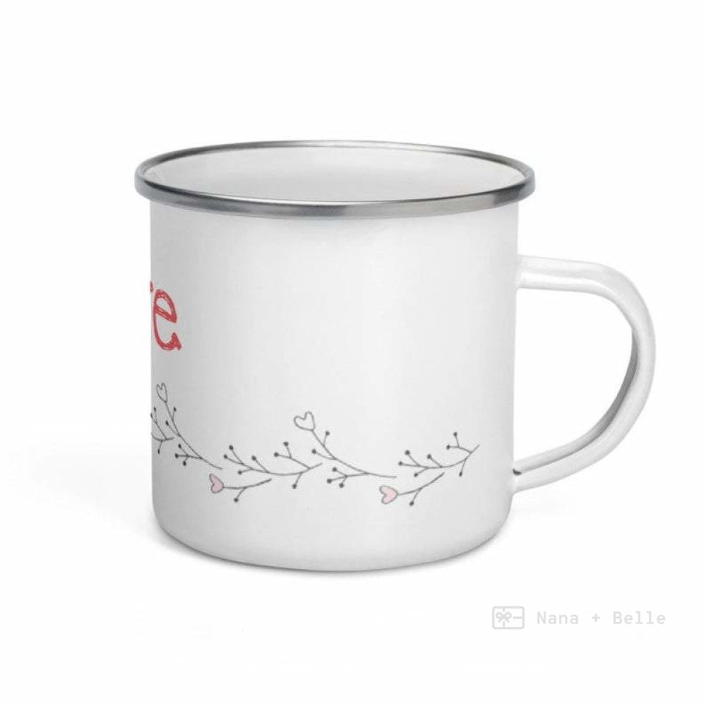 Love Floral Heart Enamel Mug / Cup Mug