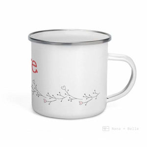 Love Floral Heart Enamel Mug / Cup Mug