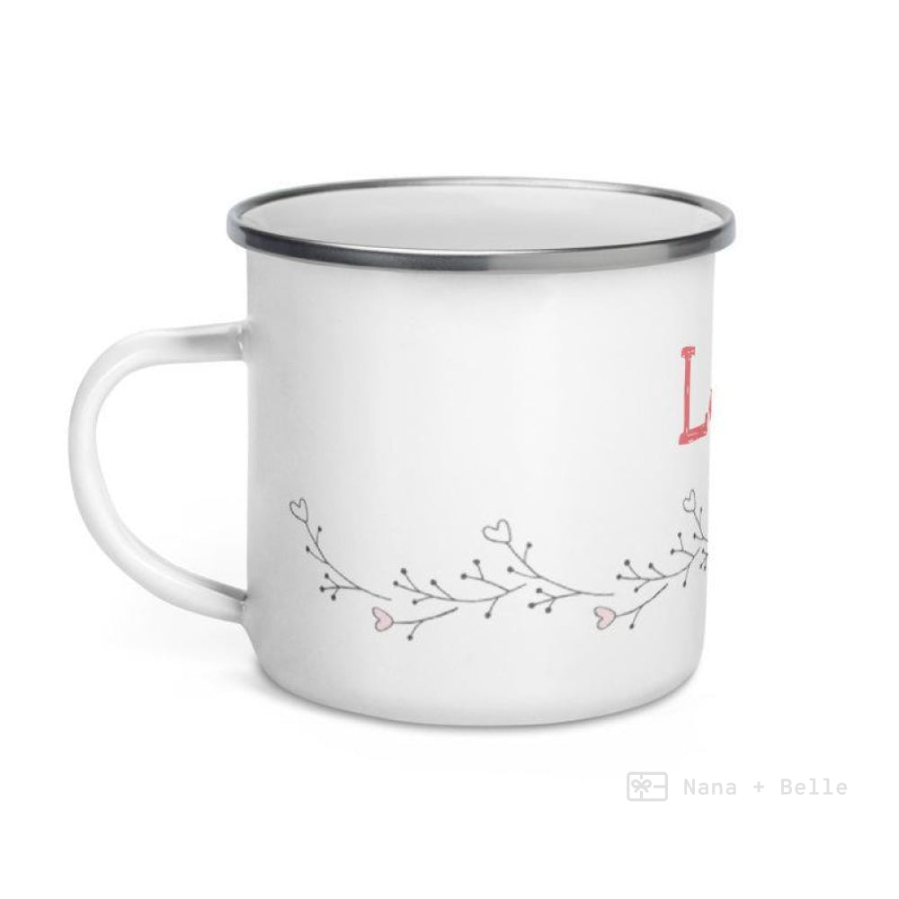 Love Floral Heart Enamel Mug / Cup Mug