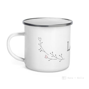 Love Floral Heart Branches Enamel Mug / Cup Mugs