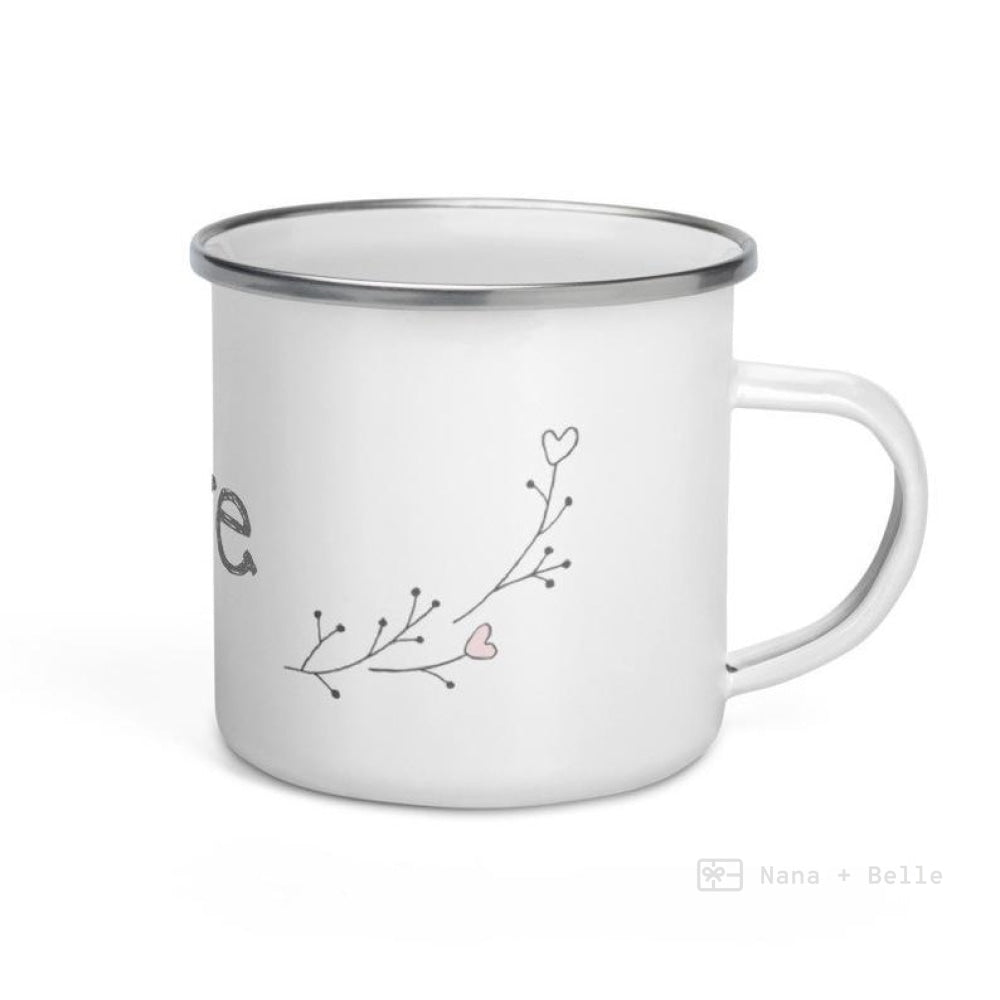 Love Floral Heart Branches Enamel Mug / Cup Mugs