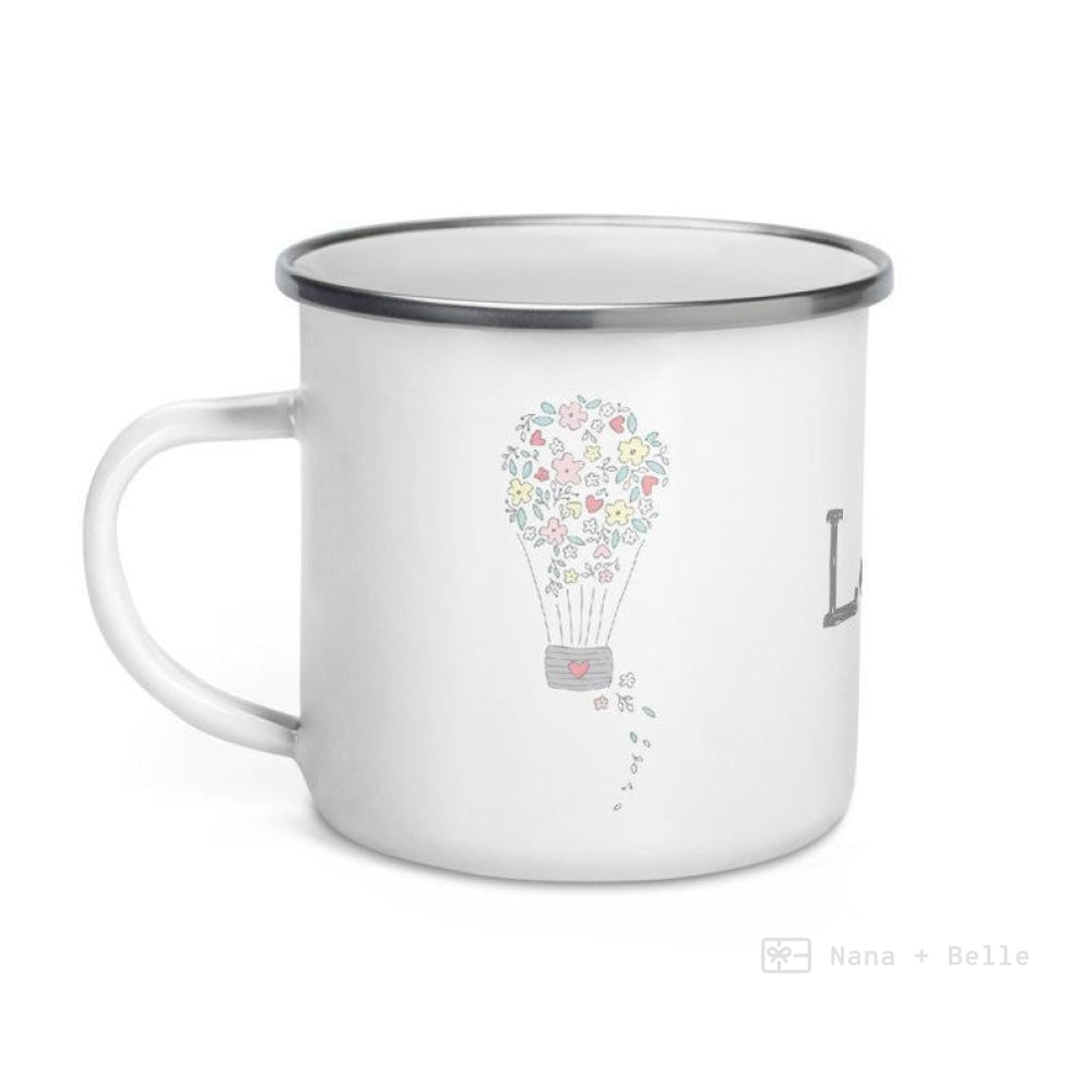 Love Floral Heart Enamel Mug / Cup Mugs