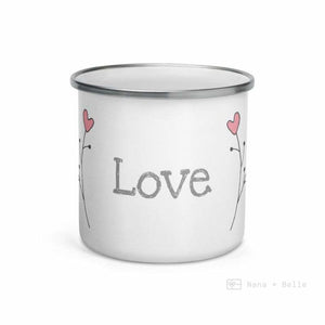 Love Floral Heart Plant Branch Side Enamel Mug / Cup Mugs